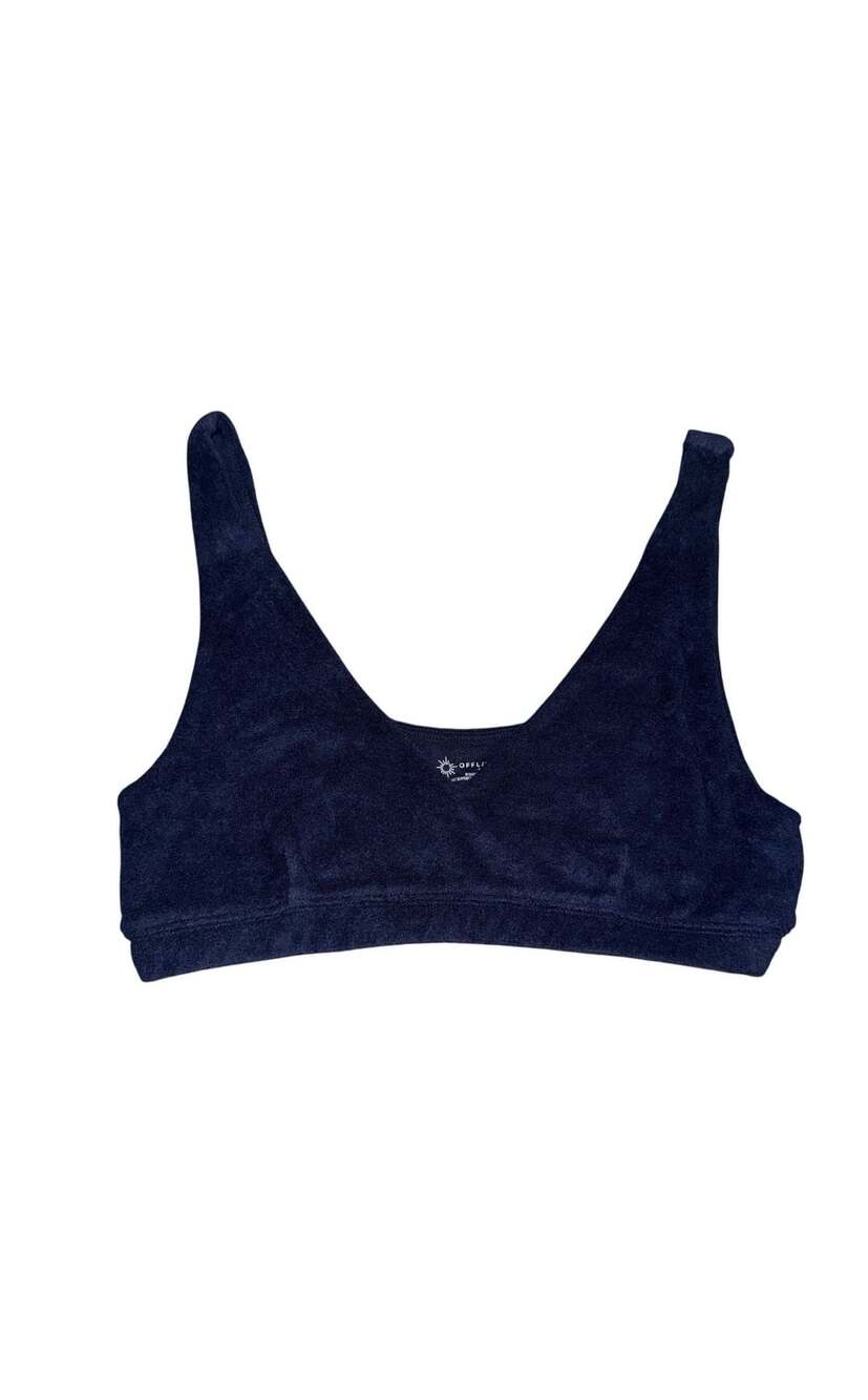 OFFLINE by Aerie Recharge Terry Sports Bra Size M Navy Blue